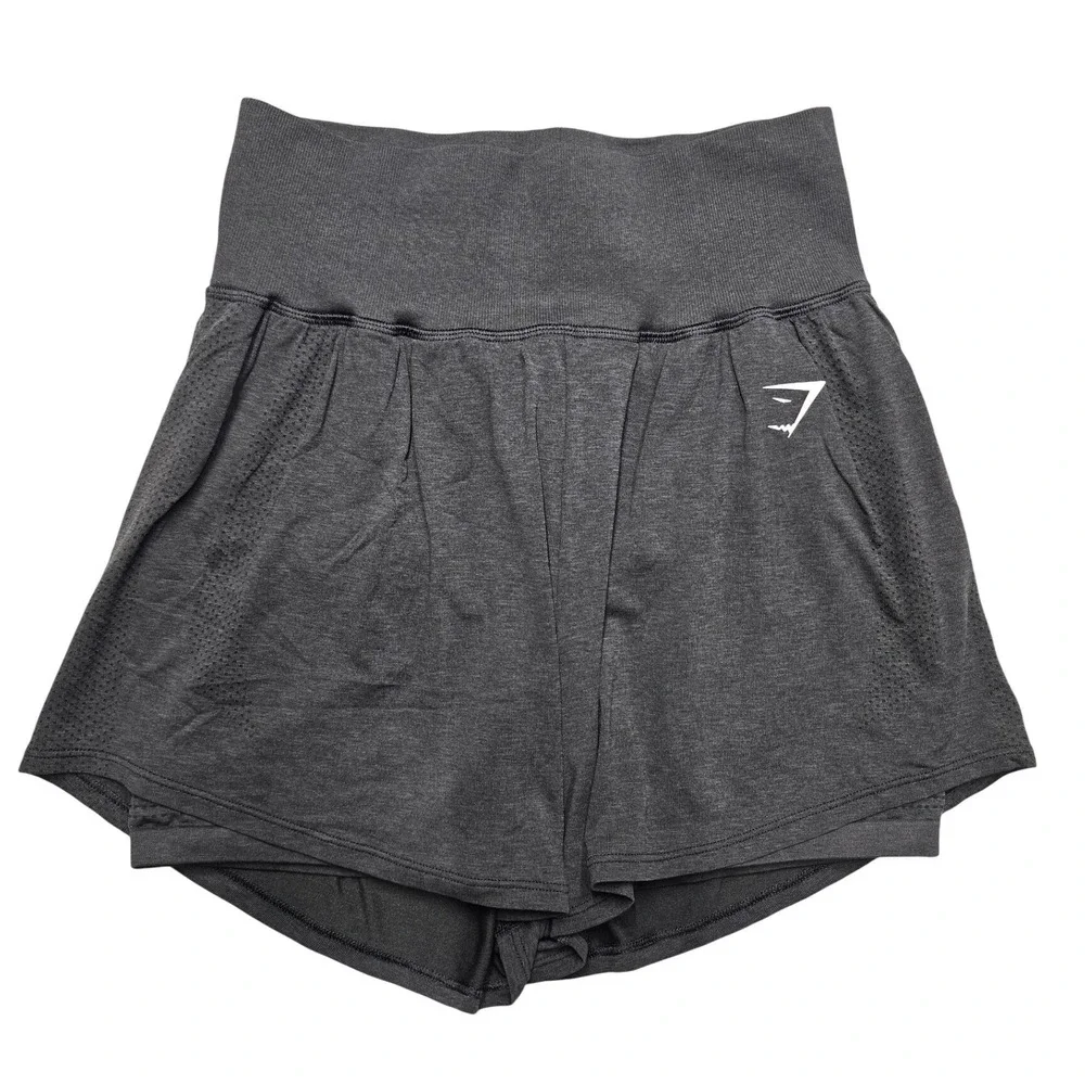 Gymshark Energy Seamless 2-in-1 Shorts High Waist Charcoal Grey Womens Large